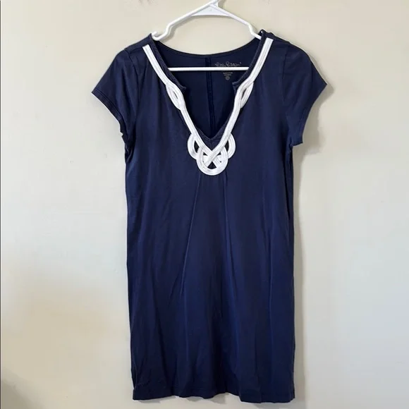 Lilly Pulitzer Brewster Dress Navy 100% Pima Cotton Size Medium - Picture 2 of 9
